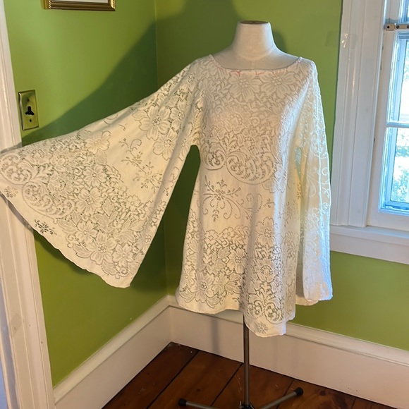Dresses | Vintage Lace Tablecloth Angel Sleeved Dress | Poshmark